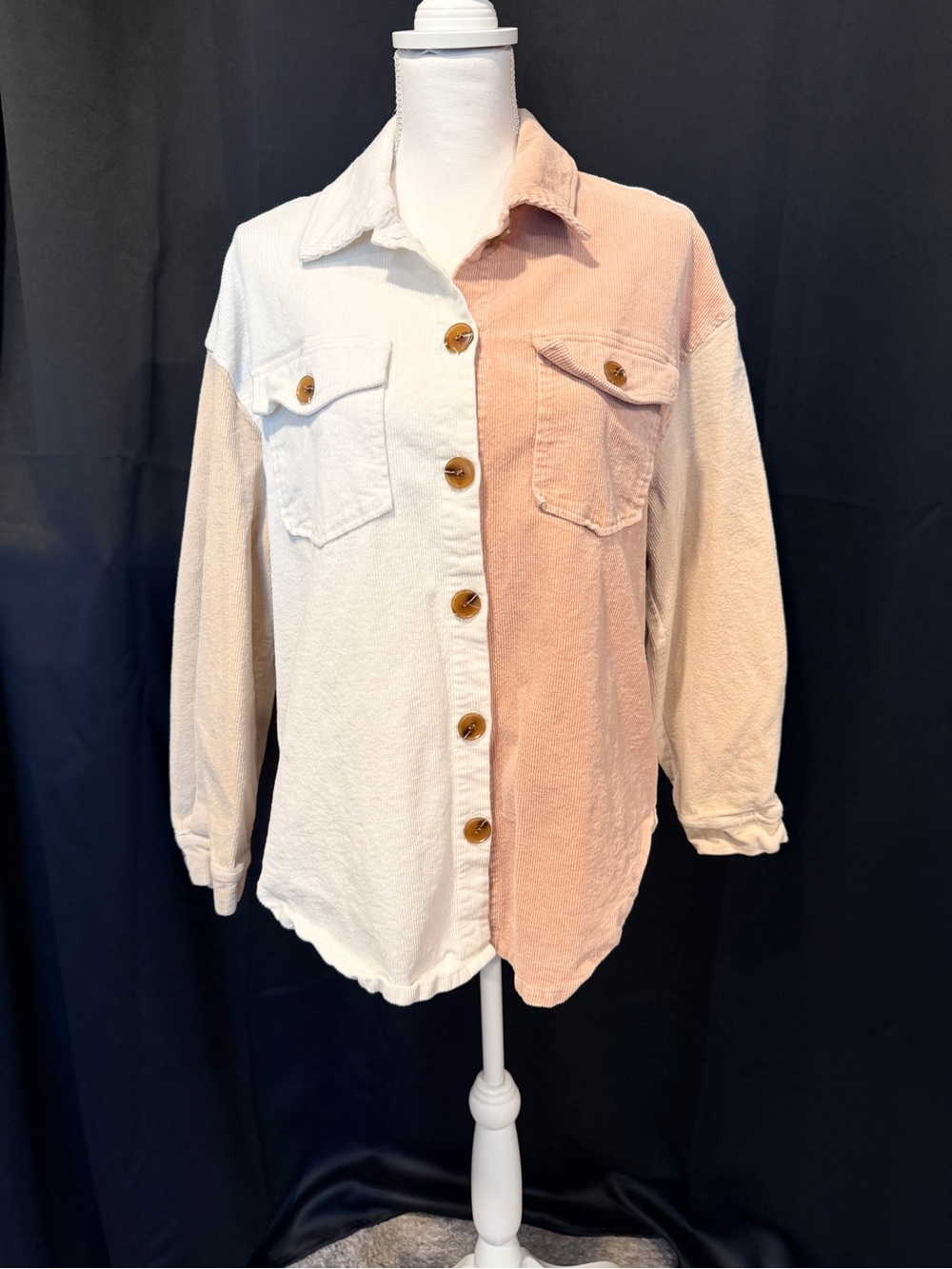 ILLA ILLA Cream & Blush Colorblock Corduroy Top